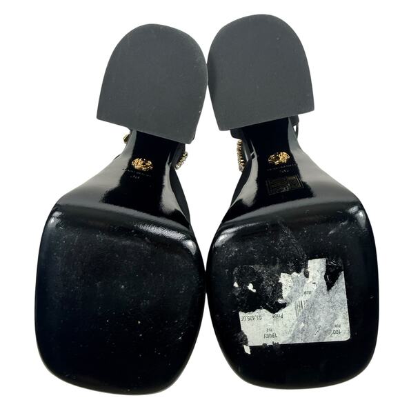 Versace Medusa Aevitas Satin Platform Crystals Pumps Black Size 36 - Picture 9 of 10